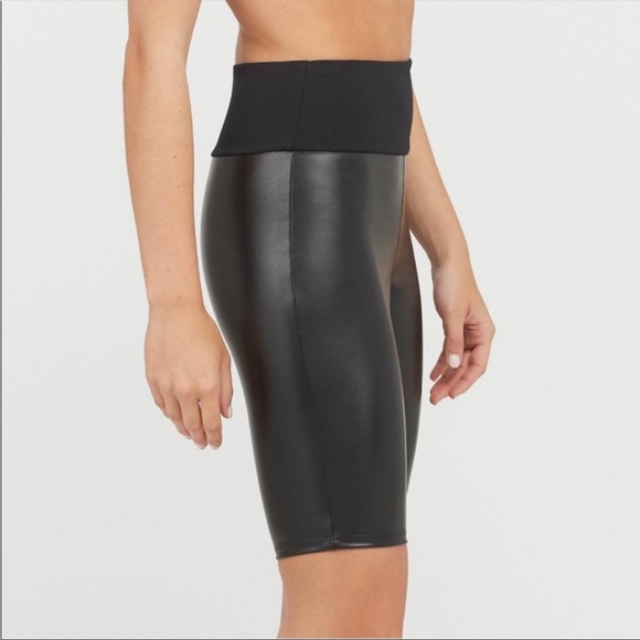 faux leather cycling shorts